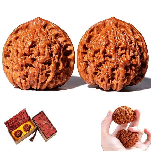 Wenwan Walnuts,1.7/1.8" Hand Massage Reflexology Grip Balls for Stress Relief and Relaxation,Finger Dexterity & Wellness Gift