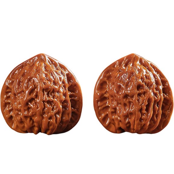 Wenwan Walnuts, 2 Pack Chinese Fidget, Hand Massage Balls for Stress Relief and Relaxation, Natural Hand Exercise Walnuts with Gift Box and Brush