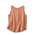 thumbnail image 1 of Wenyuyu Cotton Linen Tank Tops for Women Basic Summer Casual Crewneck Blouses Cute Sleeveless Side Slit Button Down Tshirts, 1 of 4