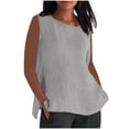 thumbnail image 1 of Wenyuyu Cotton Linen Tank Tops for Women Casual Loose Round Neck Sleeveless Shirts Summer Solid Trendy Side Slit Camisoles, 1 of 6
