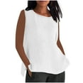 thumbnail image 1 of Wenyuyu Cotton Linen Tank Tops for Women Casual Loose Round Neck Sleeveless Shirts Summer Solid Trendy Side Slit Camisoles, 1 of 5