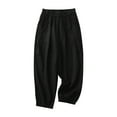 thumbnail image 1 of Wenyuyu Cotton Pants for Women Solid Baggy Harem Trousers Lounge Summer Lightweight Elastic Waist Pants with Pockets, 1 of 5
