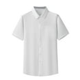 thumbnail image 1 of Wenyuyu Dress Shirts for Men Casual Button Down Short Sleeve Wrinkle Free Shirt Plus Size Solid Business Shirts with Pocket, 1 of 4