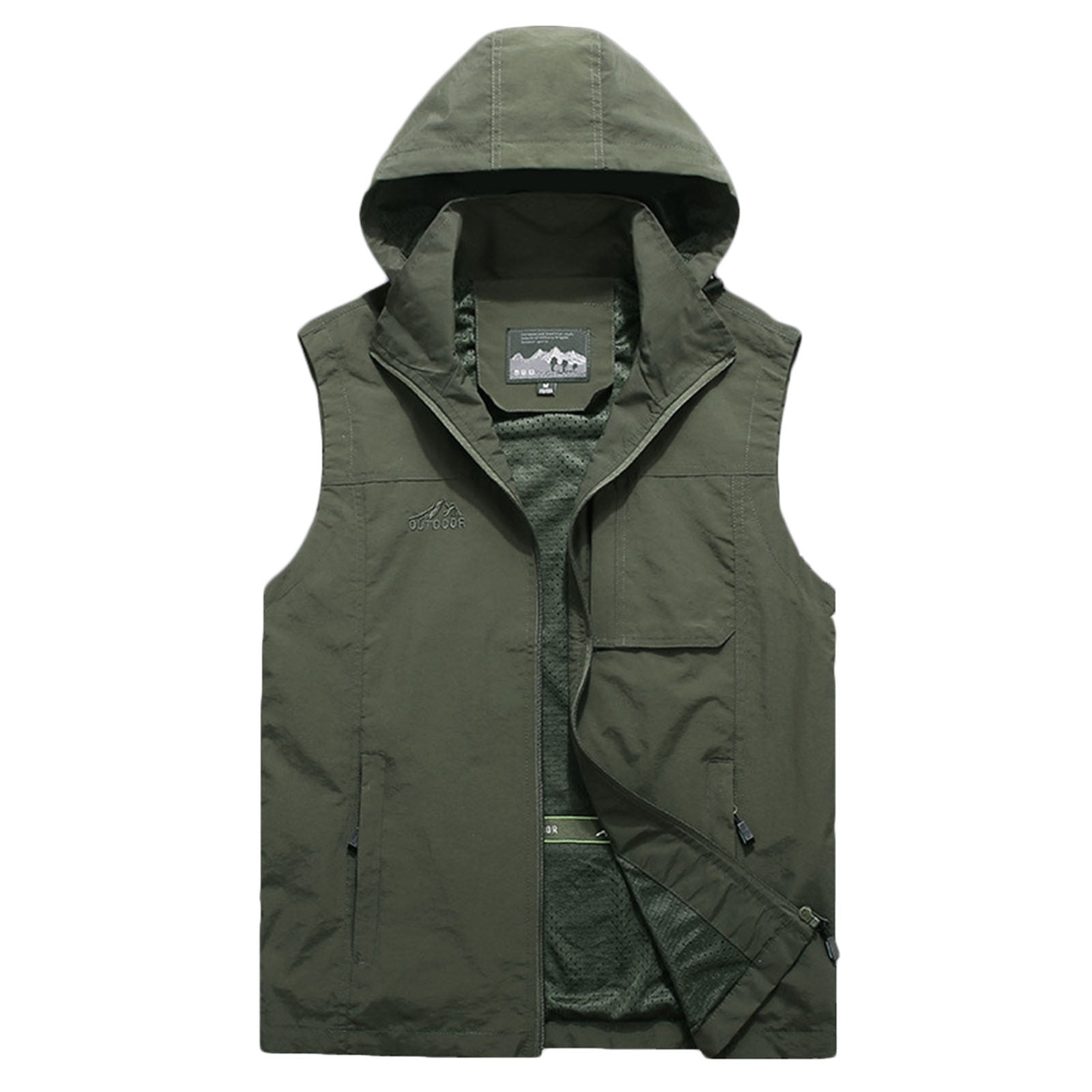 Wenyuyu Hooded Vests for Men Zip Up Softshell Sleeveless Outerwears Casual Loose Breathable Running Hiking Vests with Pockets