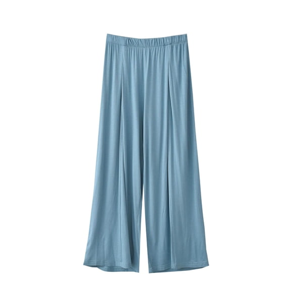 Wenyuyu Palazzo Trousers for Women Summer Elastic High Waist Solid Color Yoga Pants Loose Lounge Comfy Breathable Pajama Pants
