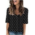 thumbnail image 1 of Wenyuyu Polka Dots Tops for Women Cute Summer V Neck Short Sleeve Blouses Casual Loose Tunic Tops for Going Out, 1 of 5