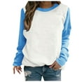 thumbnail image 1 of Wenyuyu Raglan T Shirts for Women Casual Round Neck Long Sleeve Pullover Sweatshirts Trendy Color Block Loose Fit Tops, 1 of 5