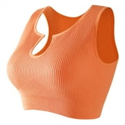 Wenyuyu Ribbed Knit Bras for Women Sexy Solid Color Racerback Crop Tops Notch V Neck Athletic Yoga Bralettes
