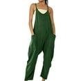 thumbnail image 1 of Wenyuyu Ribbed Knit Jumpsuits for Women Dressy Casual Summer Long Cute Pants Spaghetti Lightweight Rompers Green S, 1 of 5