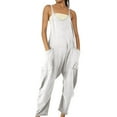 thumbnail image 1 of Wenyuyu Ribbed Knit Jumpsuits for Women Dressy Casual Summer Long Cute Pants Spaghetti Lightweight Rompers White L, 1 of 5