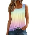 thumbnail image 1 of Wenyuyu Summer Tank Tops For Women Trendy Square Neck Sleeveless Tunic Shirts Loose Pleated Casual Gradient Blouses Yellow XL, 1 of 4
