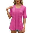 thumbnail image 1 of Wenyuyu Summer Tops for Women Square Neck Eyelet Half Sleeve Shirts Dressy Casual Fashion Patch Block Blouses Hot Pink M, 1 of 8