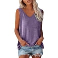 thumbnail image 1 of Wenyuyu Tank Tops for Women Summer Cotton Sleeveless V Neck Shirts Solid Loose Fit Casual Basic Workout Tshirts Purple XXL, 1 of 5