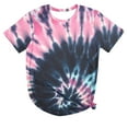 thumbnail image 1 of Wenyuyu Tie Dye Tee Shirts For Women Vintage Fashion O-Neck Short Sleeve Tunic Tops Casual Loose Streetwear Blouses Pink L, 1 of 5
