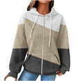 thumbnail image 1 of Wenyuyu Waffle Knit Hoodies for Women Trendy Color Block Zipper Drawstring Blouses Lounge Long Sleeve Tops with Pockets, 1 of 4