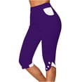 thumbnail image 1 of Wenyuyu Women's Color Block Leggings Fashion Casual Workout Capri Sweatpants High Waist Yoga Cropped Pants for Summer Purple 3XL, 1 of 5