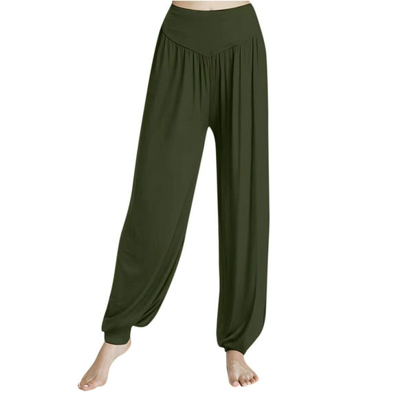 Wenyuyu Women's Harem Trousers Joggers Elastic Waisted Sport Yoga Pants Lounge Solid Color Soft Comfy Baggy Pajama Trousers