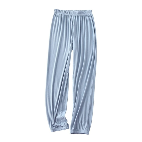 Wenyuyu Women's Pajama Trousers Lightweight Elastic High Waist Homewear Pants Lounge Comfort Solid Color Ribbed Knit Pants