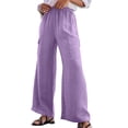 thumbnail image 1 of Wenyuyu Women's Palazzo Pants with Pockets Lounge Wide Leg High Waisted Trousers Flowy Solid Color Y2K Cargo Trousers, 1 of 7