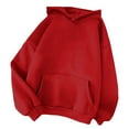 thumbnail image 1 of Wenyuyu Women's Pullover Hoodies Basic Solid Loose Fit Long Sleeve Blouses Fall Round Neck Drop Shoulder Tops with Pocket, 1 of 2
