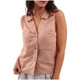 thumbnail image 1 of Wenyuyu Women’s Sleeveless Shirts Button Down Casual Turn Down Collar Solid Color Tank Tops Summer Office Work Blouses, 1 of 8