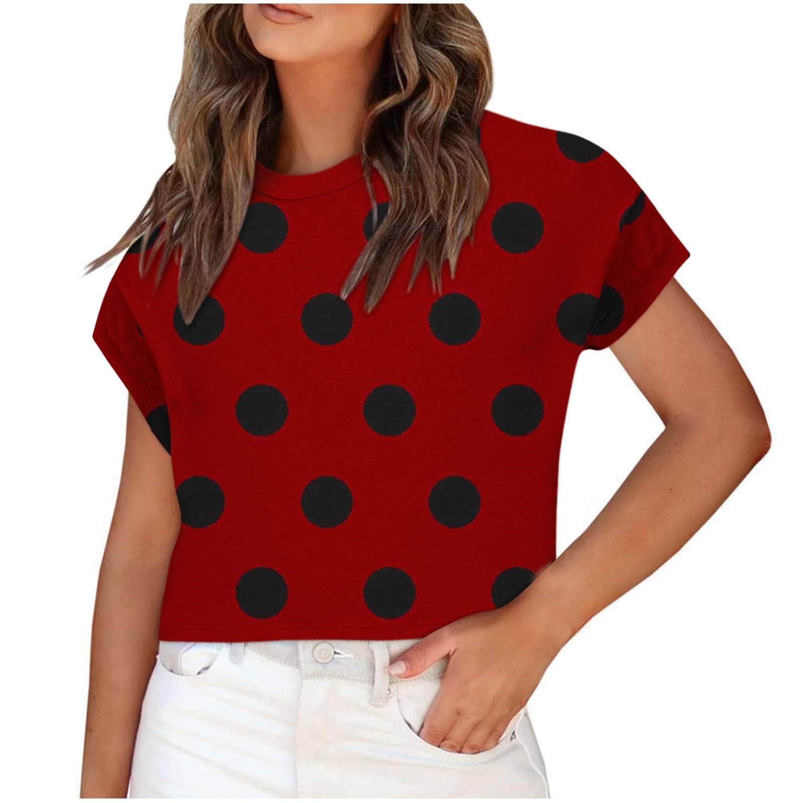 Wenyuyu Women's Summer T Shirts Cute Casual Polka Dots Short