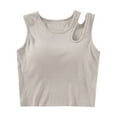 thumbnail image 1 of Wenyuyu Women's Tank Tops with Bra Fashion Cutout Cropped Summer Sleeveless Shirts Casual O-Neck Y2K Camisoles Beige S, 1 of 5