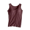 thumbnail image 1 of Wenyuyu Women's Tank Tops with Built in Bra Casual Wide Strap Sleevless Camisoles Summer Solid Basic Running Blouses Wine XXL, 1 of 4