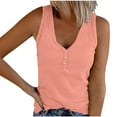 thumbnail image 1 of Wenyuyu Women's V Neck Tank Tops Summer Sleeveless Ribbed Knitted Tee Shirts Button Henley Casual Slim Fitted Blouses Orange S, 1 of 5