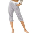 thumbnail image 1 of Wenyuyu Womens Capri Trousers Color Block Lounge Baggy Running Pants Comfy Drawstring High Waisted Trousers with Pockets Gray M, 1 of 5