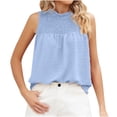 thumbnail image 1 of Wenyuyu Womens Chiffon Tank Tops Swiss Dot Summer Sleeveless O-Neck Shirts Casual Fashion Smocked Tunic Blouses Light Blue XL, 1 of 5