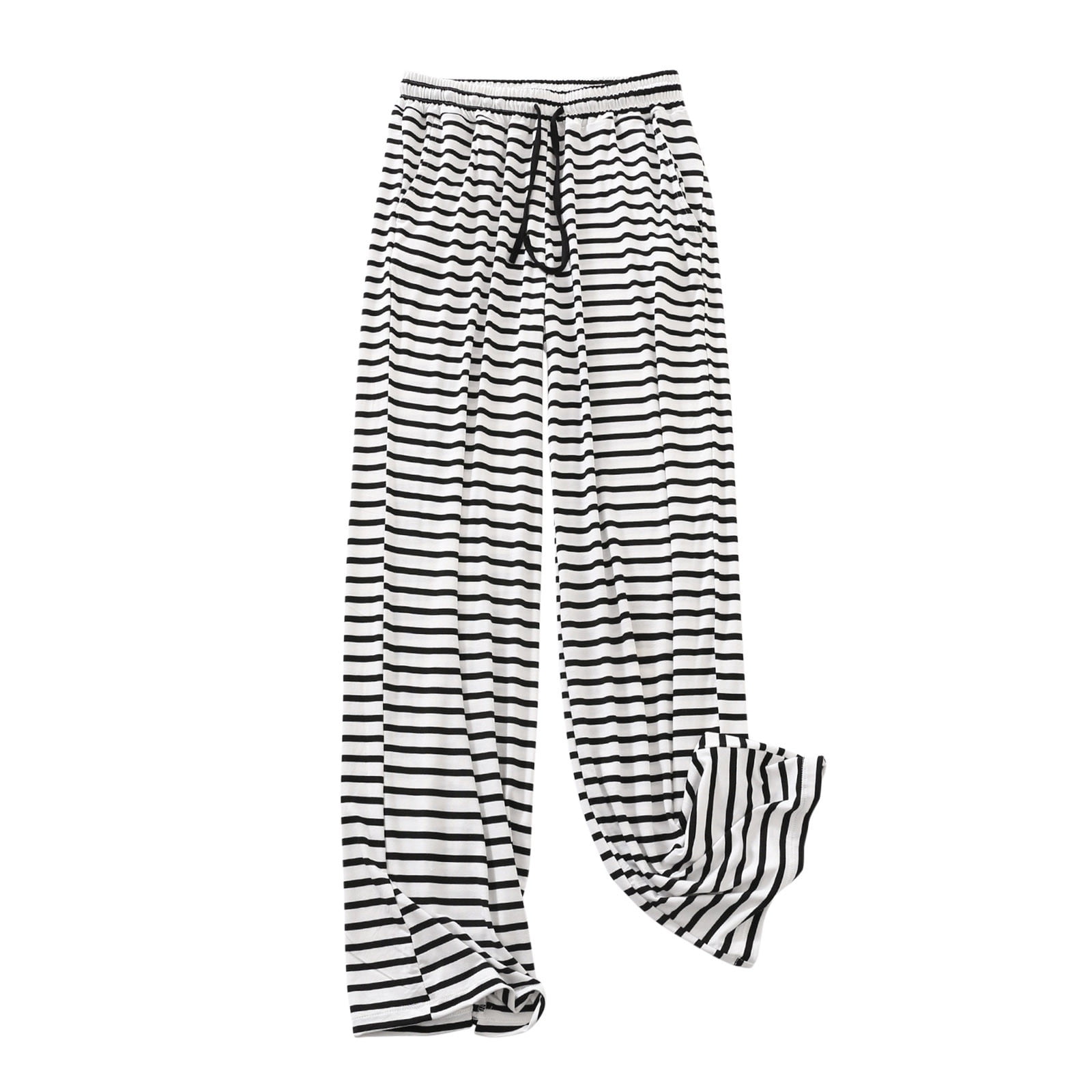 Wenyuyu Womens Striped Pants Drawstring Elastic Waisted