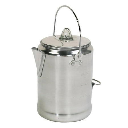 Wenzel Camp Coffee Pot - Aluminum Percolator, Easy Pour Spout - 9 Cup, Silver
