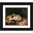 thumbnail image 1 of Wenzel Tornøe 14x12 Black Ornate Wood Framed Double Matted Museum Art Print Titled: The Artist's Wife Reads in Bed, 1 of 5