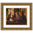 thumbnail image 1 of Wenzel Tornøe 18x15 Gold Ornate Wood Frame and Double Matted Museum Art Print Titled - From a Sewing Room (1885), 1 of 4