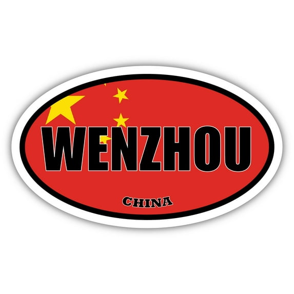 Wenzhou China Flag Oval Decal Vinyl Bumper Sticker 3x5 inches