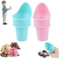 thumbnail image 1 of WeowiYief Reusable Food Grade 4-Well Plastic Ice Cream Cone Holder, Light Blue, 1 of 5