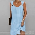 thumbnail image 1 of Wepbel Casual Dress Plants Print O-Ring Decor Elegant Floral Mini Dress Women Sleeveless Tank Tops V-neck Summer Dress, 1 of 7