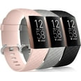 thumbnail image 1 of Wepro Waterproof Bands Compatible with Fitbit Charge 4 / Charge 3 / Charge 3 SE for Women Men, 3-Pack, Small, Large/Pink Sand/Slate Gray/Black, 1 of 7