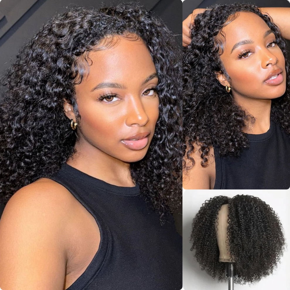 [Wequeen] Burmese Curly Half Wig Glueless Blending Fulani Braids Human Hair Natural Volume Seamless Blend Realistic Hairline Adjustable Fit 18 22 Inch