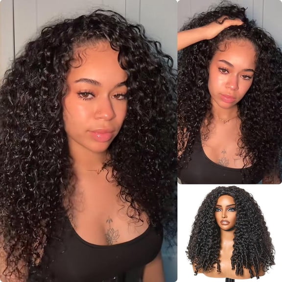 [Wequeen] Burmese Curly Half Wig Glueless Blending Fulani Braids Human Hair Natural Volume Seamless Blend Realistic Hairline Adjustable Fit 18 22 Inch