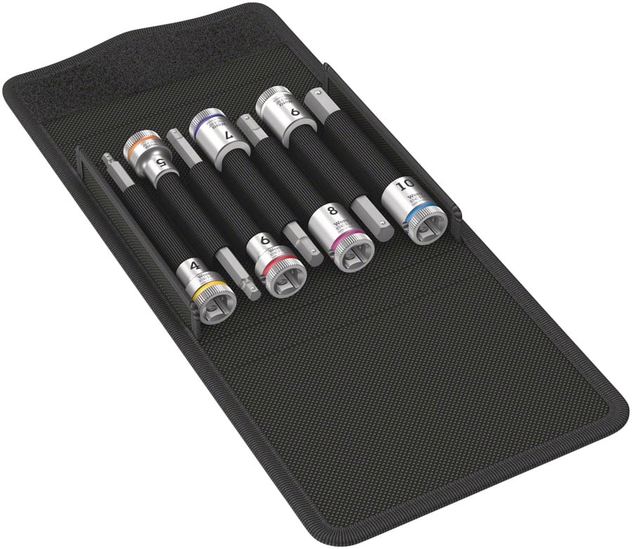 Wera 003180 8740 B 3/8" Drive Zyklop Hex-Plus Bit Socket Set with Holding Function, Long - Metric