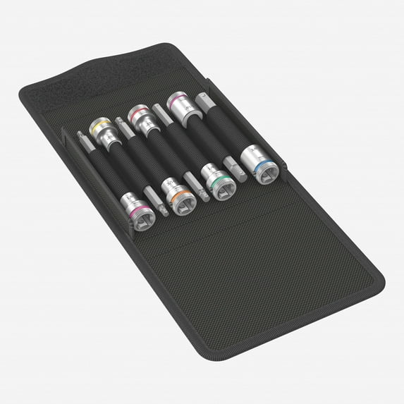 Wera 003181 8740 B 3/8" Drive Zyklop Hex-Plus Bit Socket Set with Holding Function, Long - Imperial