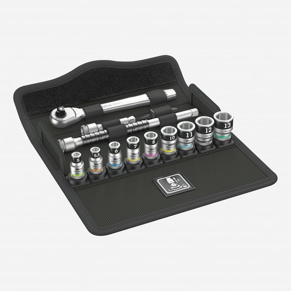 Wera 003756 8100 SA 12 Zyklop Metal Ratchet Set with Switch Lever, 1/4" Drive with Holding Function - Metric