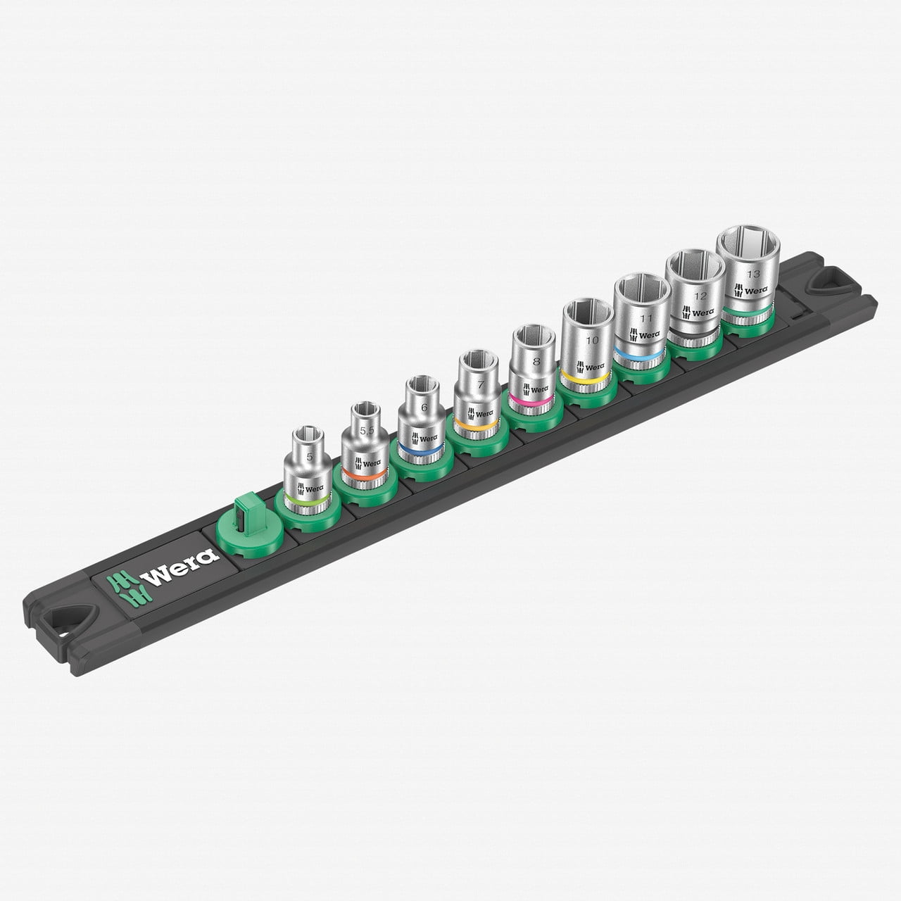Wera 005400 Metric 1/4" Drive Zyklop Socket Set with Magnetic Holder, 9 Pieces