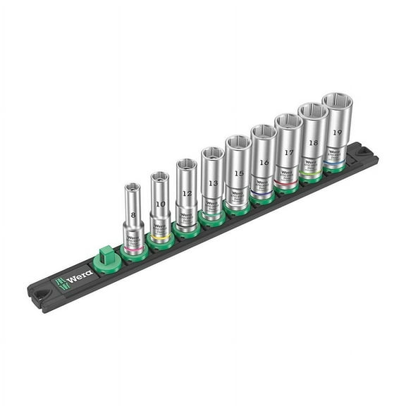 Wera 005440 Metric 3/8" Drive Deep Socket Set with Magnetic Holder, 9 Pieces