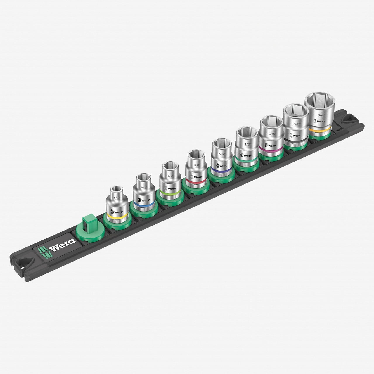 Wera 005450 SAE 3/8" Drive Zyklop Socket Set with Magnetic Holder, 9 Pieces