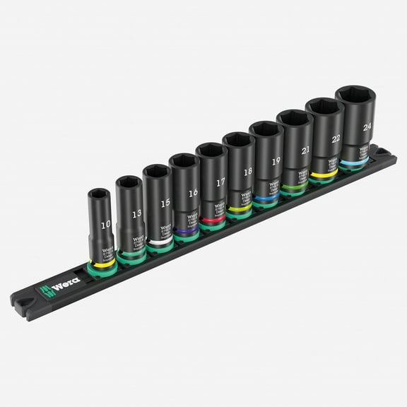 Wera Tools 9660 Magnetic Rail B Impaktor Deep 1 Socket Set, 10 Pieces