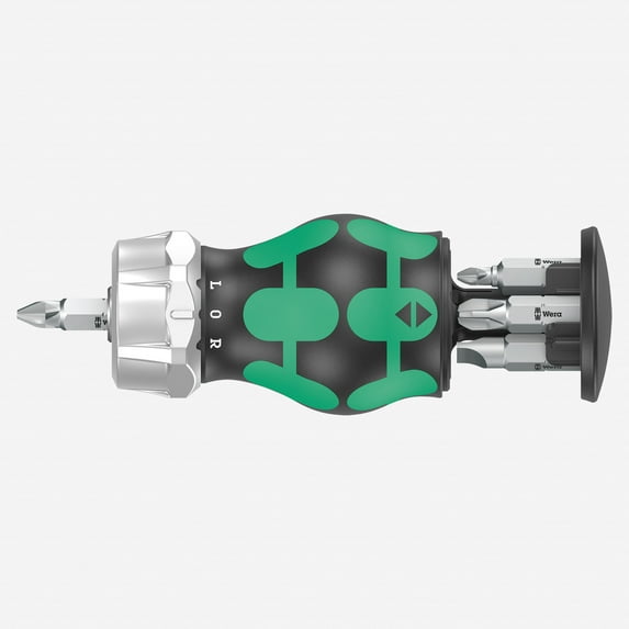 Wera 008885 Kraftform Kompakt RA 3 Ratcheting Stubby Screwdriver with Bit Storage, 6 Pieces