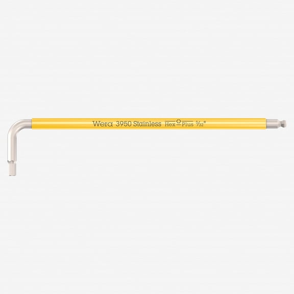 Wera 022853 Multicolor Hex-Plus Stainless L-key with Ball End, 5/32" x 137mm (Yellow)